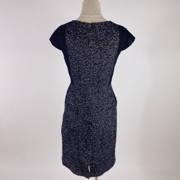 J. CREW Tweed & Lace Cap Sleeve Sheath Dress Black White Womens 2Petite - Picture 5 of 9